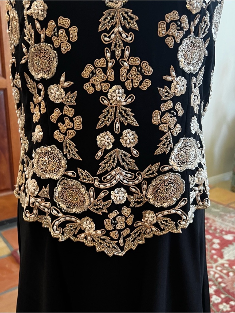 JKara Black Beaded Sleeveless Evening Gown Size 12 - Picture 4 of 13